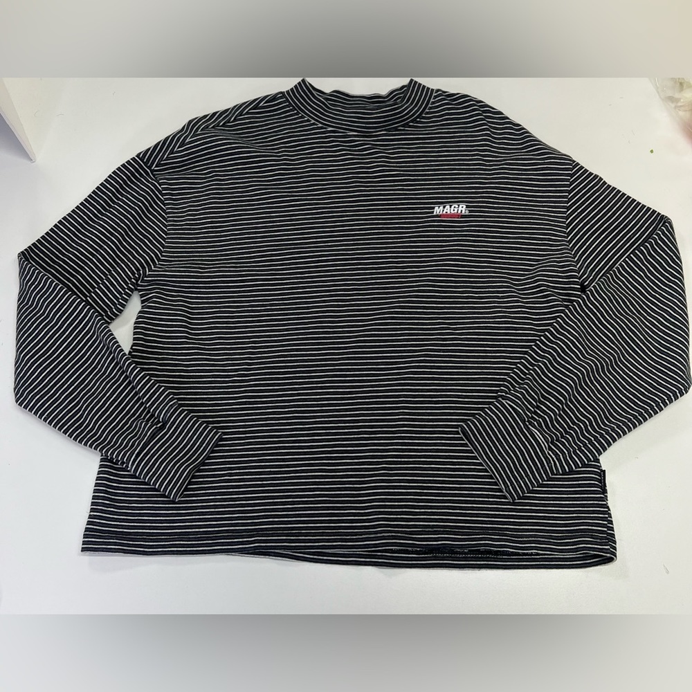 Magpie Robin The MAGR Stripe Black and White High Neck Top Streetwear Unisex